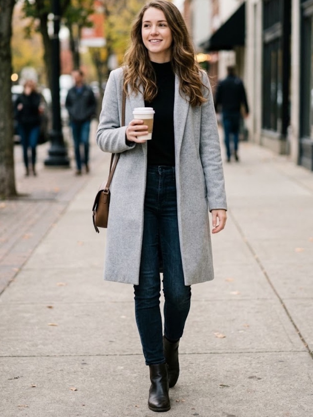 ZARA Light Gray Tailored Long Trench Coat